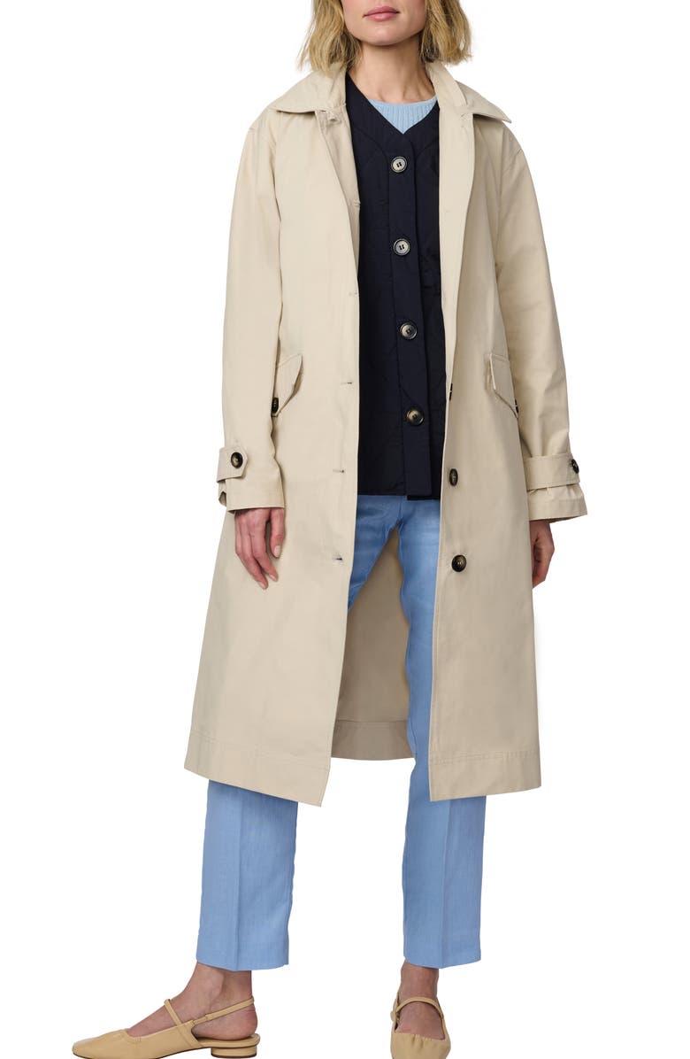 Bernardo Convertible Classic Trench Coat with Quilted Vest, Alternate, color, Bone