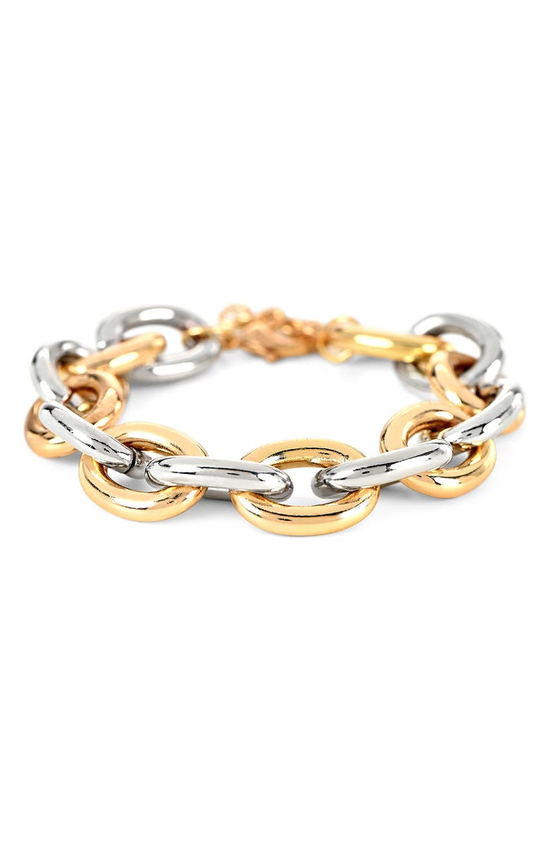 Jones New York Crystal Bezel Two-Tone Bracelet Watch & Bracelet Set, 36mm, Alternate, color, Gold