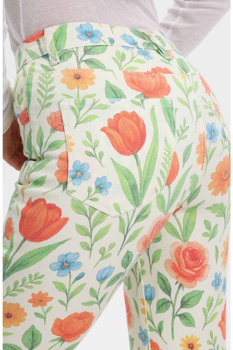Floral High Waist Slit Hem Flare Jeans, Alternate, color, WILD BLOOM WHISPER