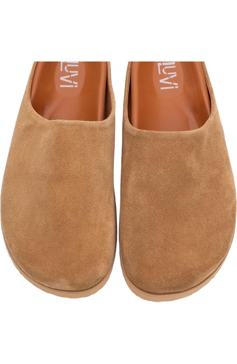 Forever & Always Shoes Space Suede Leather Slide Sandal, Alternate, color, Cognac Leather