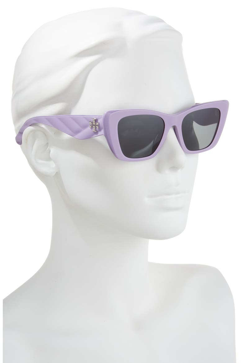 52mm Cat Eye Sunglasses, Alternate, color, PURPLE / GREY
