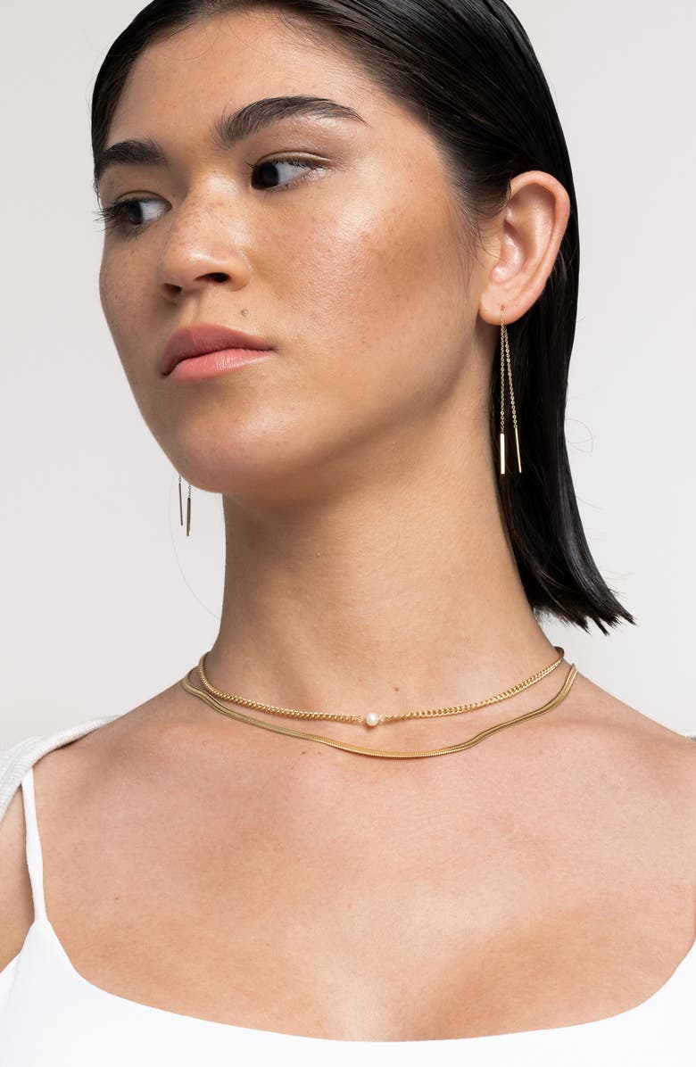 st. Moran Freshwater Pearl Pendant Curb Chain Necklace, Alternate, color, White-Gold