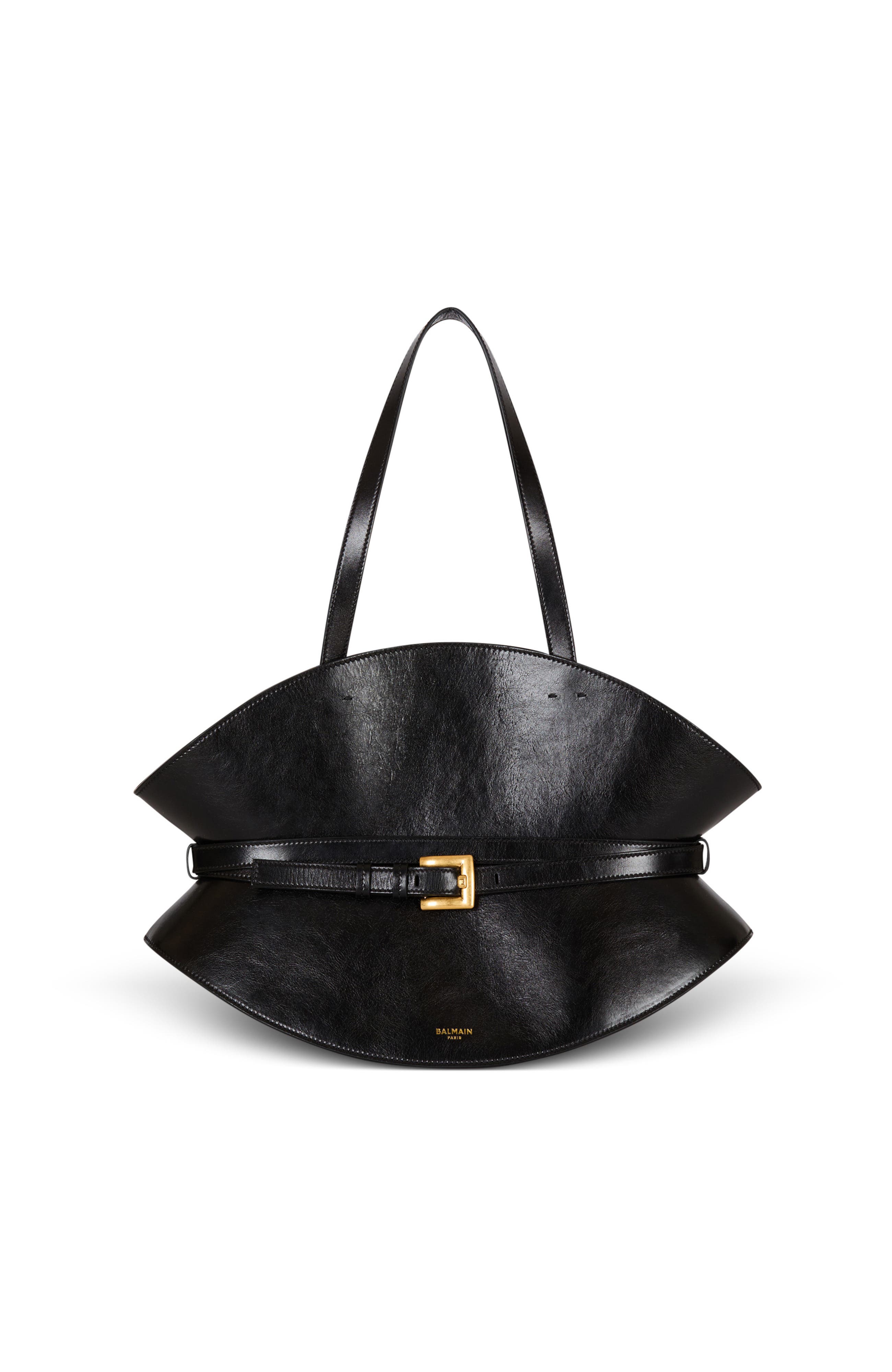 Balmain Medium Shuffle bag in calfskin leather, Main, color, 