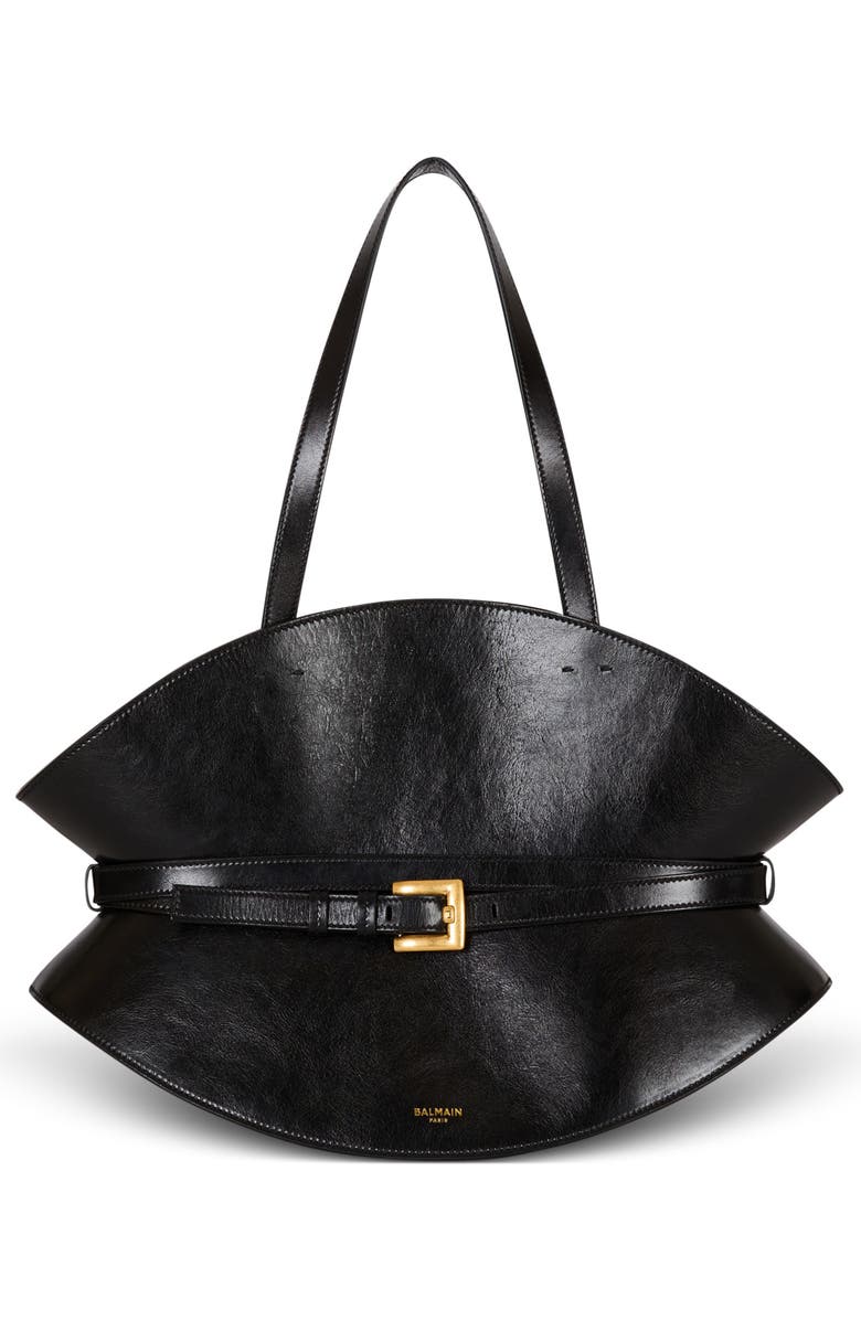 Balmain Medium Shuffle bag in calfskin leather, Main, color,