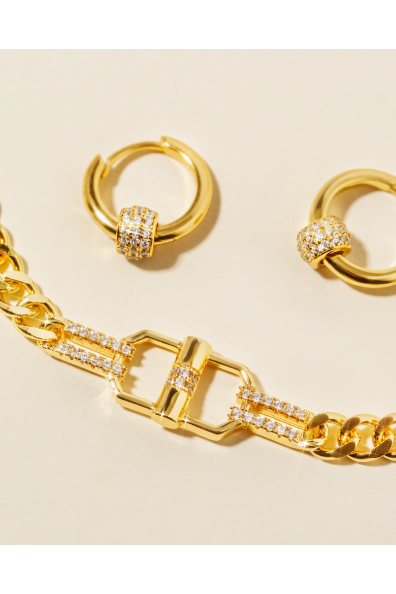Pave Mini Hoops, Alternate, color, Gold