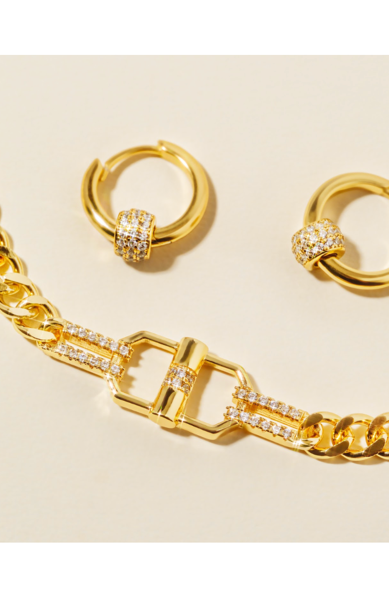 Mazin Jewels Pave Mini Hoops, Alternate, color, Gold