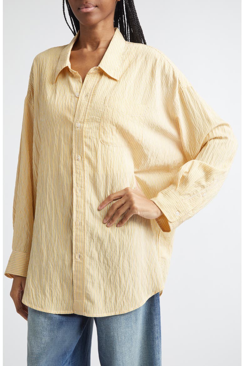 Stripe Button-Up Shirt, Alternate, color, ORANGE STRIPE