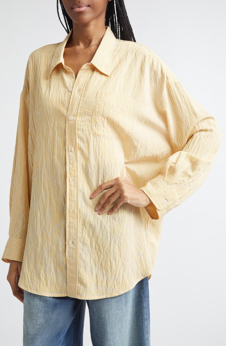 R13 Stripe Button-Up Shirt, Alternate, color, Orange Stripe