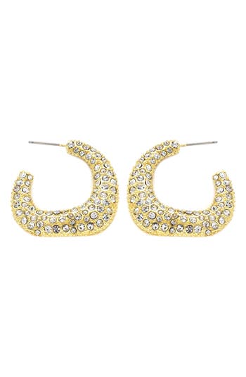 Panacea Pavé Crystal Square Hoop Earrings In Gold