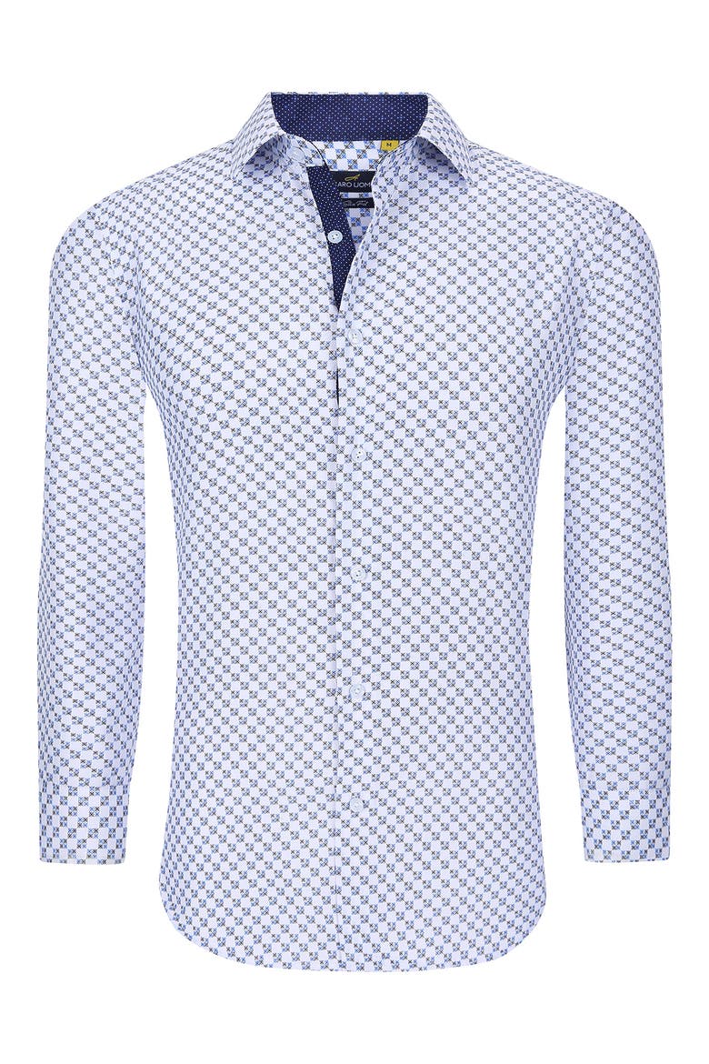Slim Fit Geometric Print Performance Dress Shirt, Alternate, color, WHITE