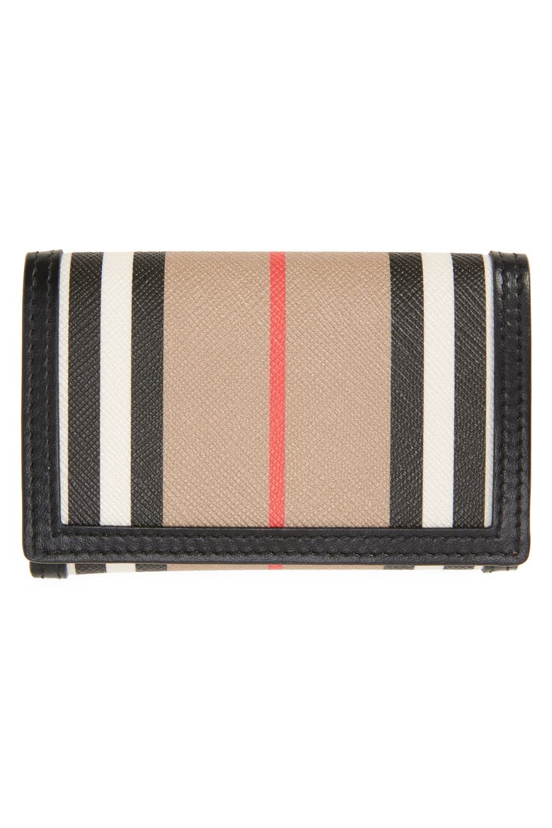 Lark Icon Stripe Trifold Leather Wallet, Alternate, color, ARCHIVE BEIGE