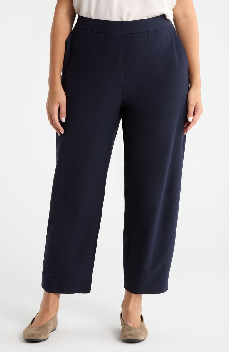 Eileen Fisher High Waist Ankle Barrel Leg Pants, Main, color, Ink