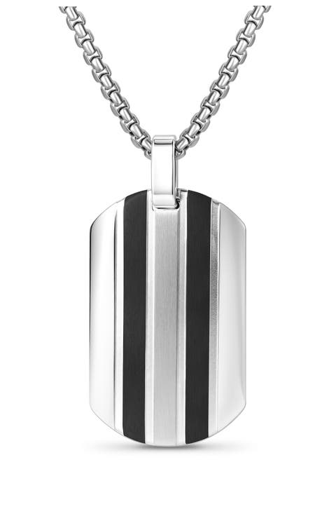 Men's Striped Dog Tag Necklace
