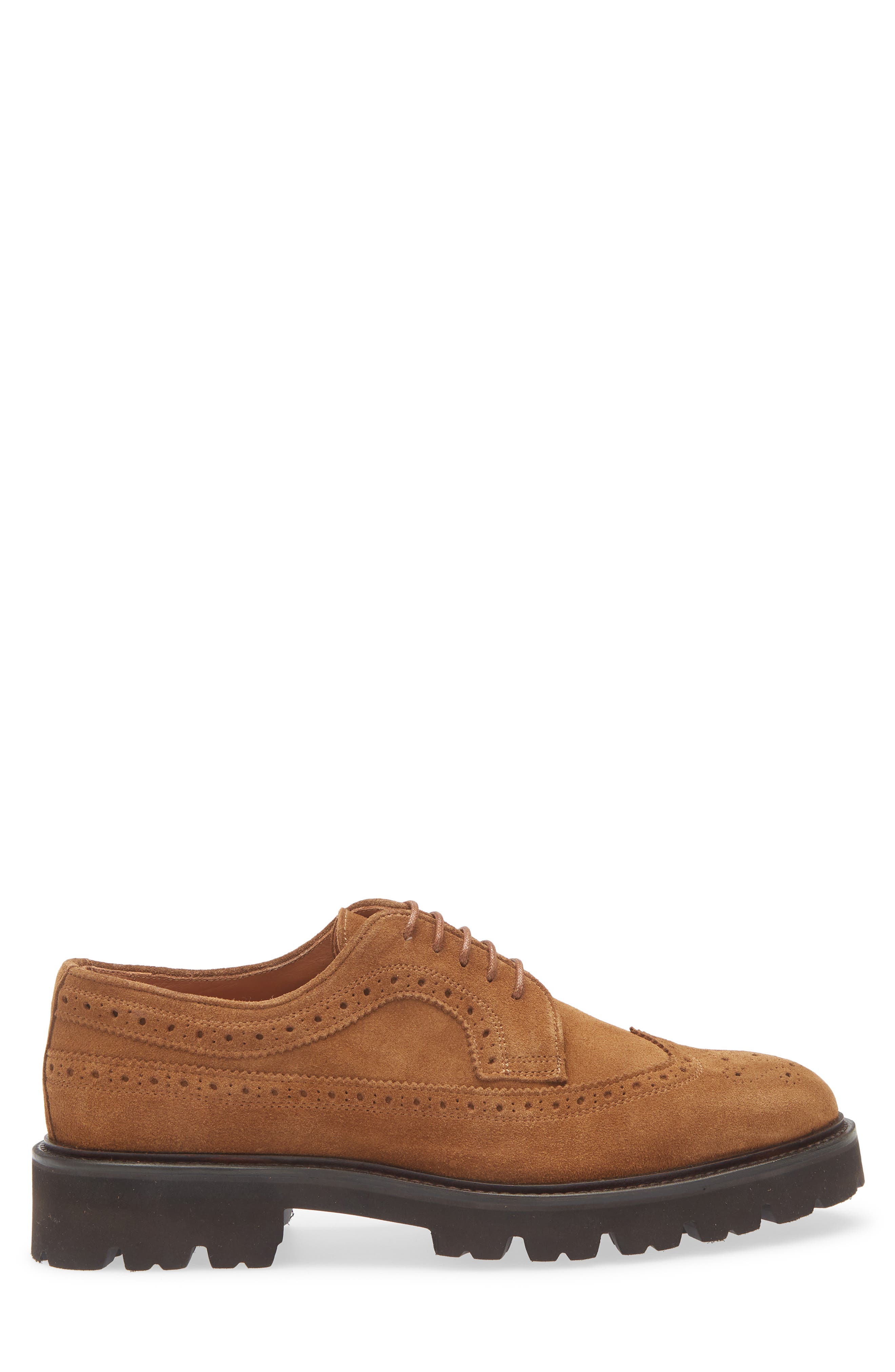 Gentle Souls Faro Wingtip Brogue Derby, Alternate, color, Tan Suede