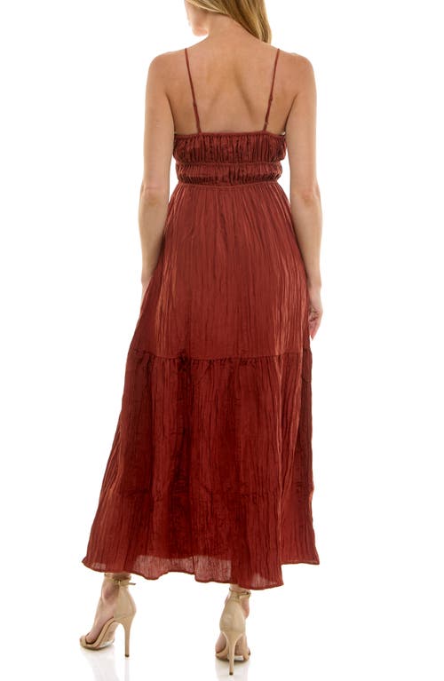 Socialite Cami Empire Waist Tiered Maxi Dress In Brown