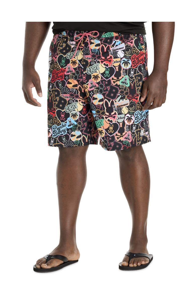 Psycho Bunny Big & Tall Marco Swim Trunks, Main, color, Black