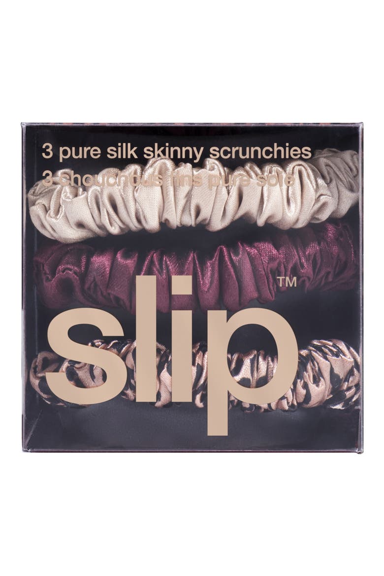 Pure Silk 3-Pack Skinny Scrunchies, Alternate, color, WILD ROSE