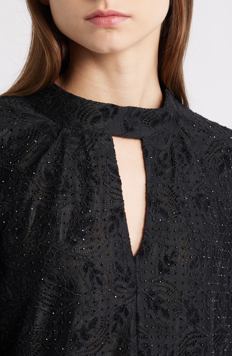 Elie Tahari Andi Burnout Velvet Lace, Alternate, color, Noir Black