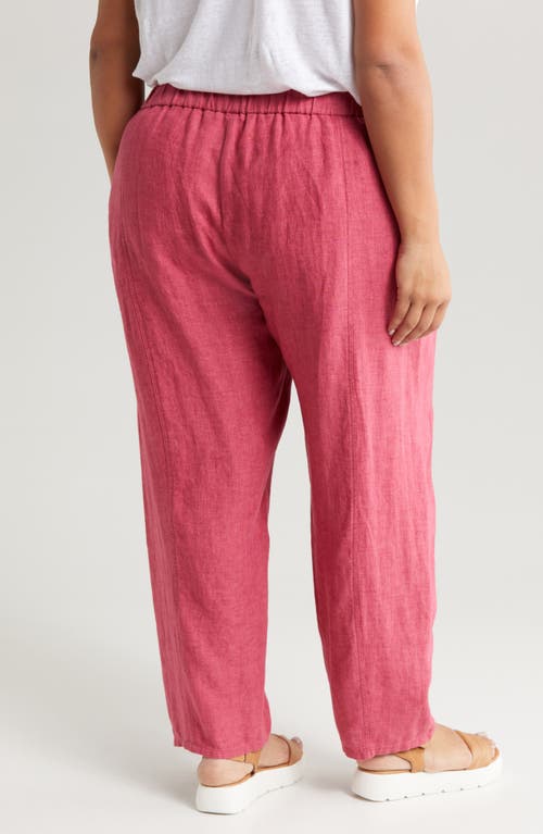 Eileen Fisher Pleated Organic Linen Ankle Lantern Pants In Geranium