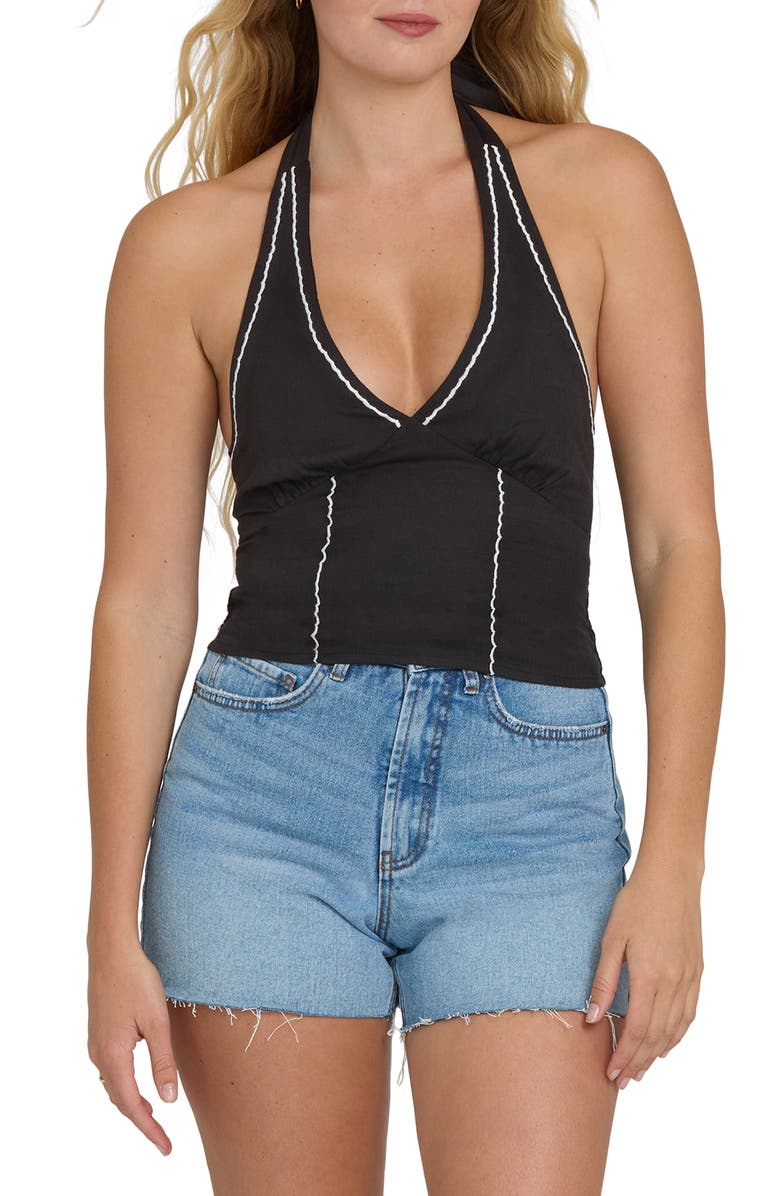 Billabong Sunny Sometimes Halter Tank, Main, color, Black Sands