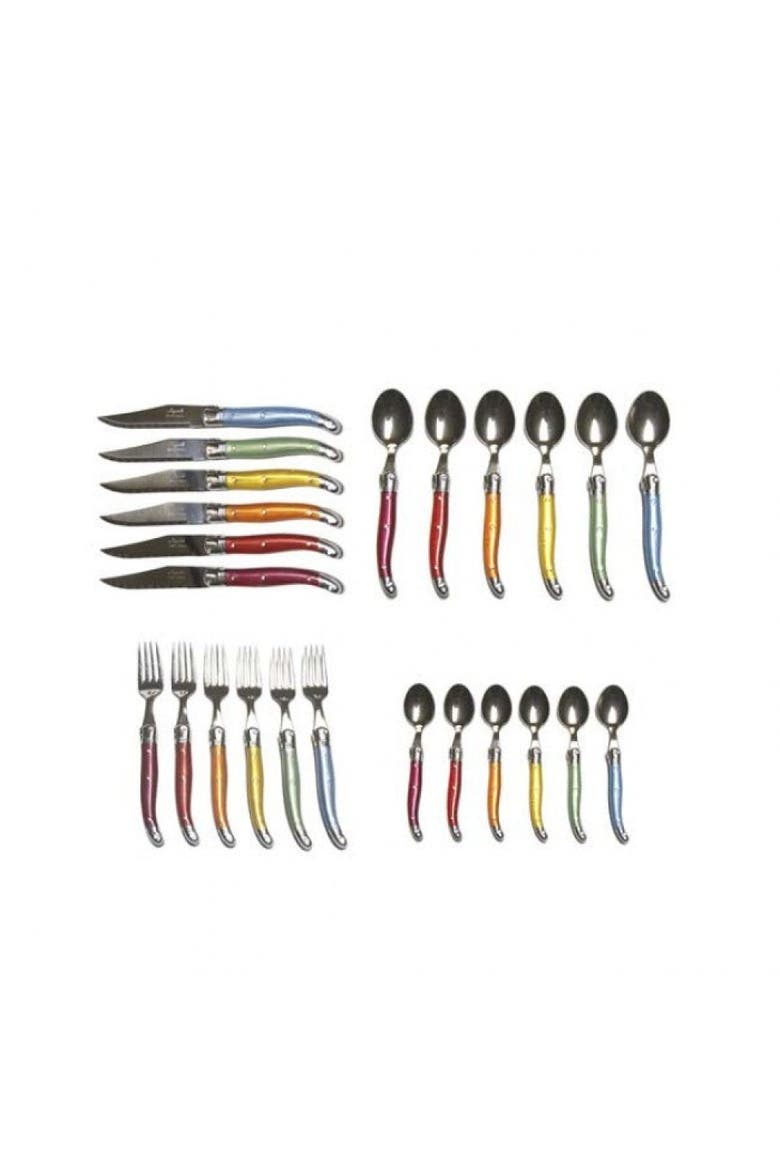 24 Piece Flatware Set, in Wood Presentation Box, Main, color, Rainbow