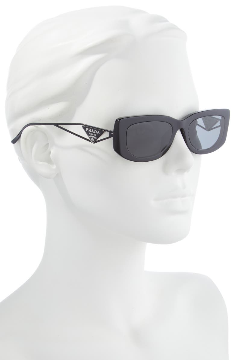 Prada 53mm Rectangular Sunglasses, Alternate, color, Black