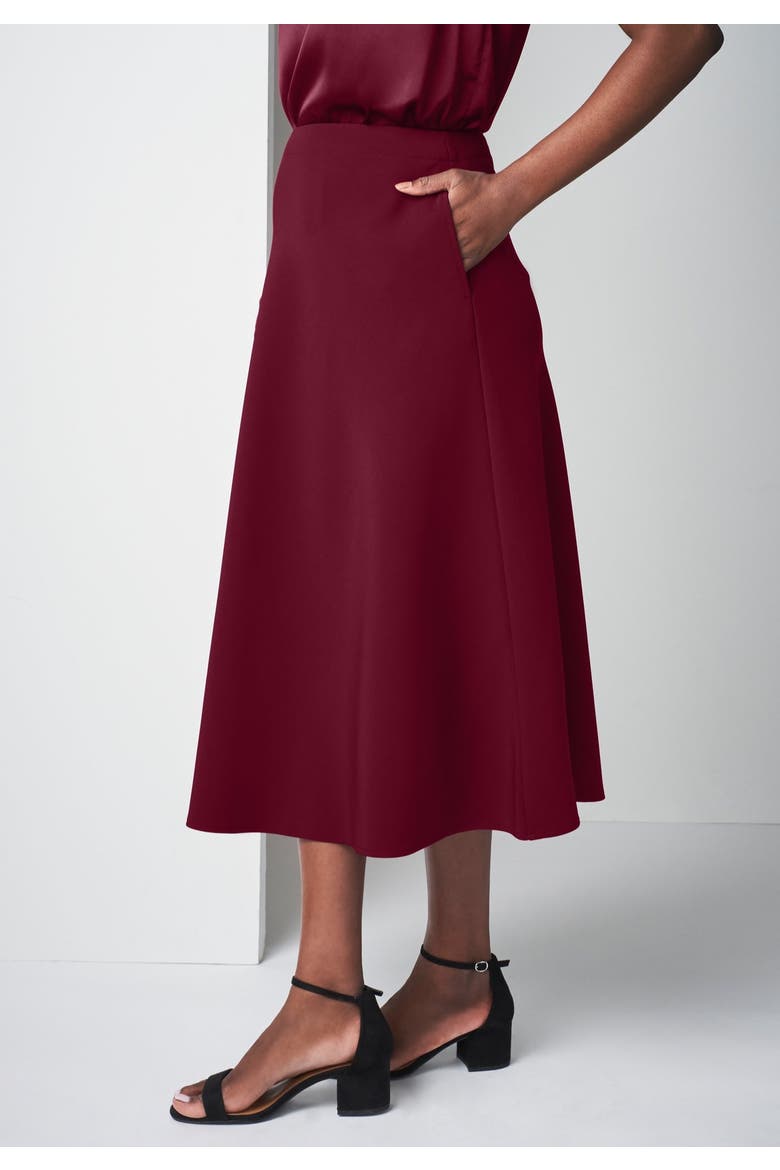 Bi-Stretch Swing Skirt, Alternate, color, MERLOT