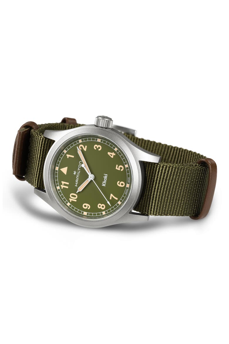 Khaki Field NATO Strap Watch, 38mm, Alternate, color, GREEN