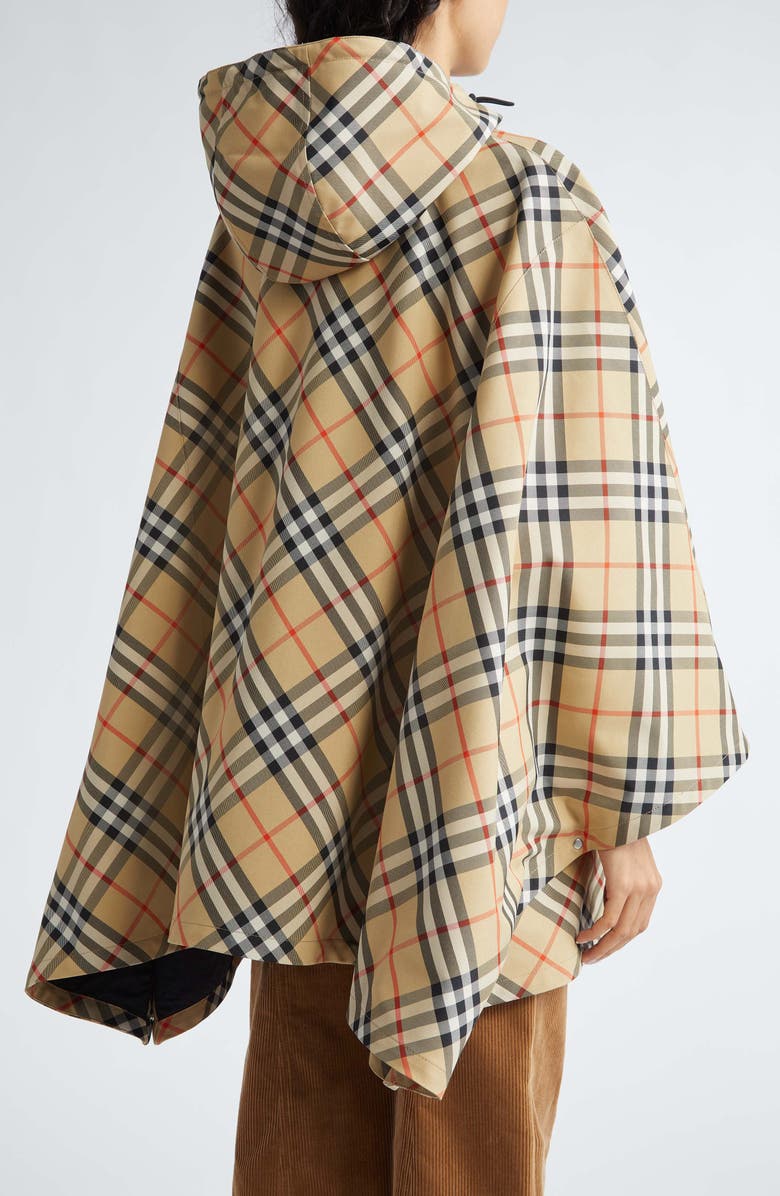 Burberry Bias Check Hooded Poncho, Alternate, color, 