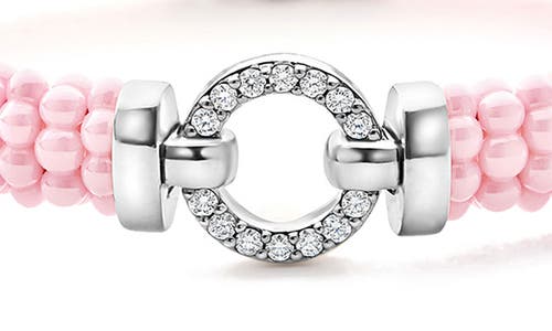 Lagos Pink Caviar Ceramic Bead Pavé Diamond Bracelet In Pink