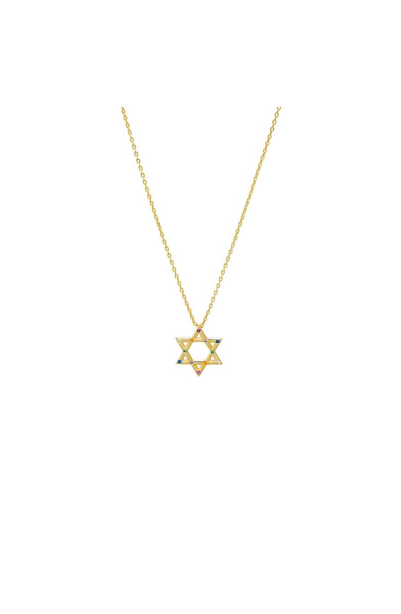 BY ADINA EDEN Multi Colored Star Of David Pendant Necklace, Main, color, 