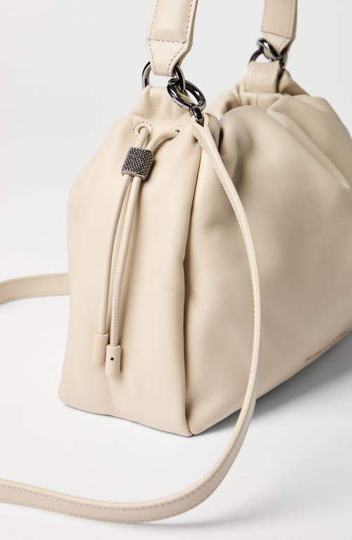 Brunello Cucinelli Small Soft Leather Mellow Bucket Bag In White