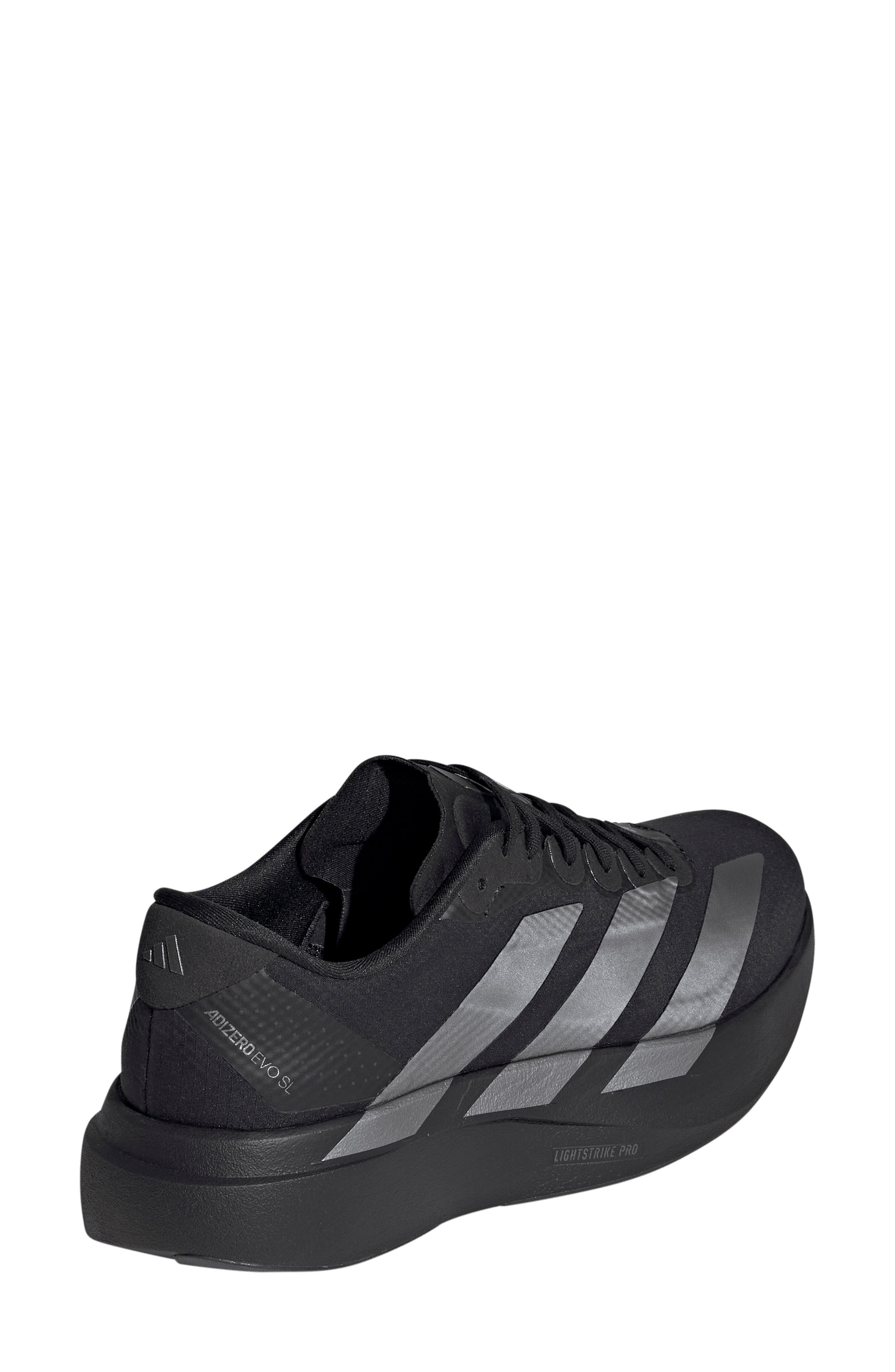 Adizero Evo SL WOVEN Running Shoe, Alternate, color, CORE BLACK/ IRON/ BLACK