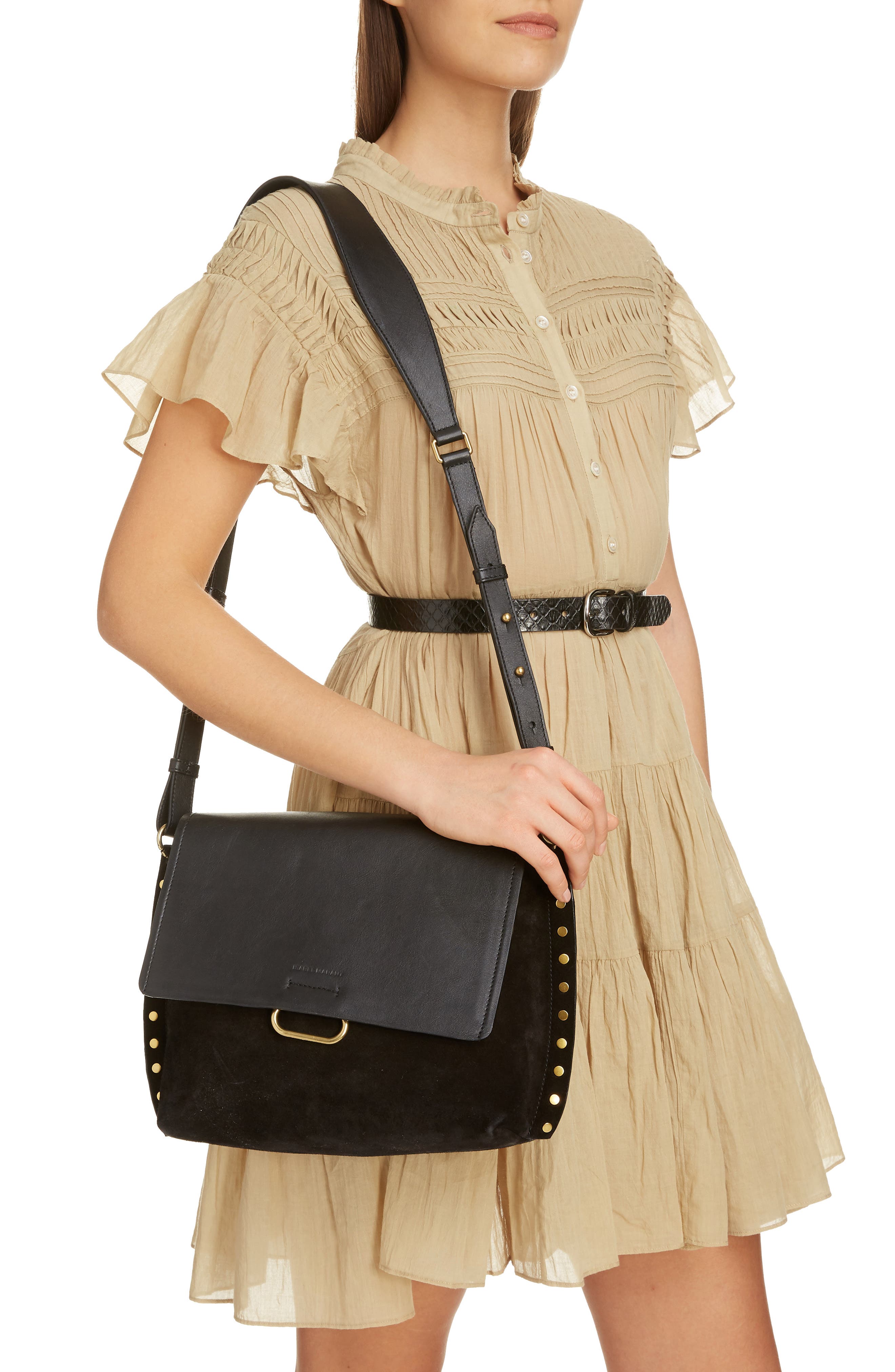 Isabel Marant Asli Leather Shoulder Bag, Alternate, color, 