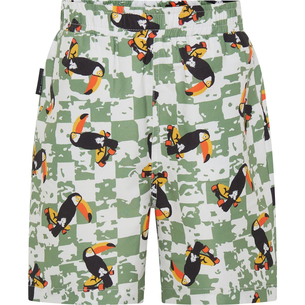 Dot Australia Kids' Pelican Check Swim Shorts In Green