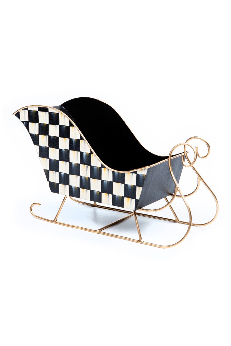 Courtly Check Medium Tin Sleigh, Main, color, BLACK