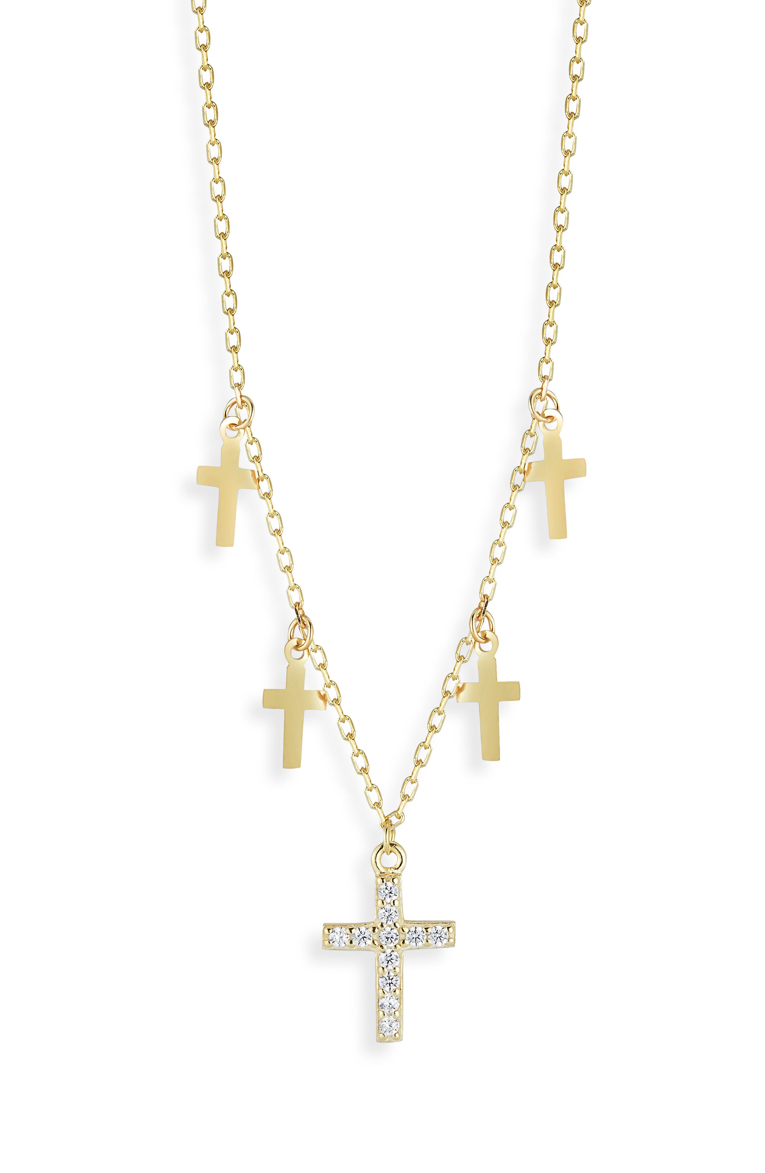 Cubic Zirconia Cross Charm Necklace