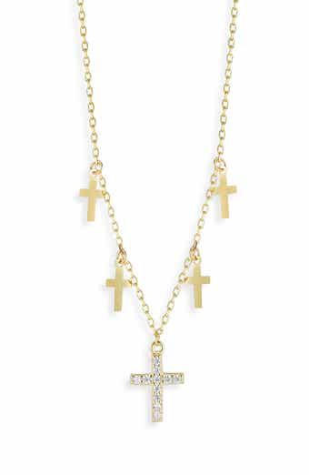 Cubic Zirconia Cross Charm Necklace