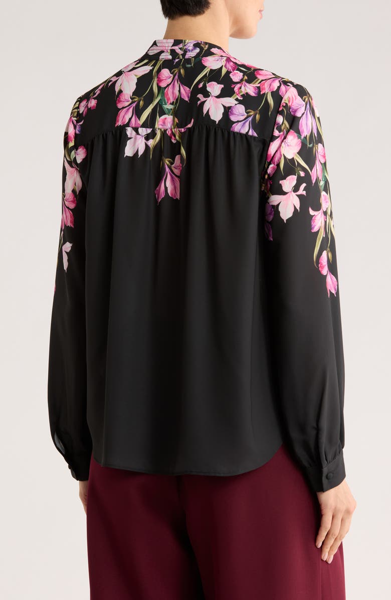 Gemma + Jane Long Sleeve Button-Up Shirt, Alternate, color, Black/ Pink Floral