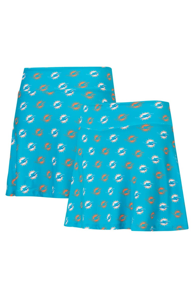 CONCEPTS SPORT Women's Concepts Sport Aqua Miami Dolphins Record Allover Print Knit Sleep Skort, Alternate, color, 