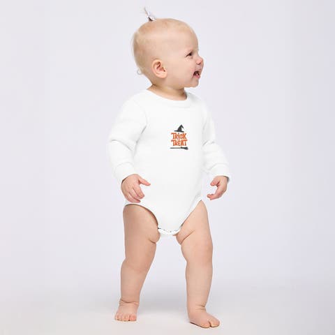 Embroidered Broom Trick or Treat Infant Fleece BodySuit