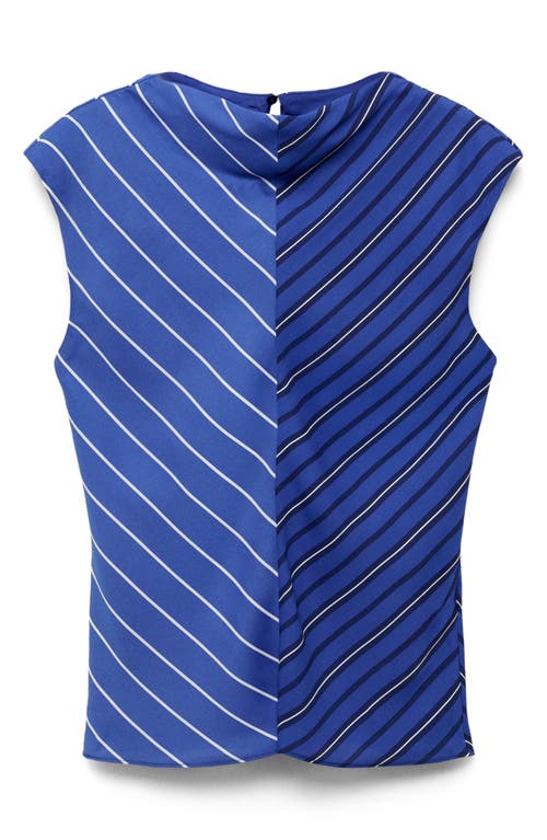Mango Noeli Colorblock Stripe Funnel Neck Top In Blue