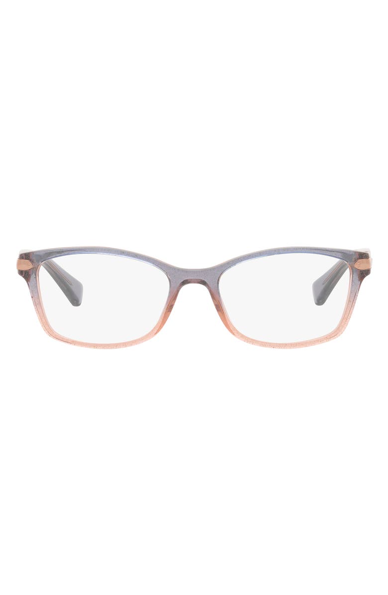 COACH 51mm Rectangular Optical Glasses, Main, color, Violet Peach / Demo Lens