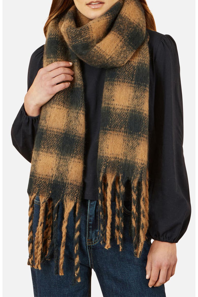 Checked Super Soft Scarf, Alternate, color, Brown