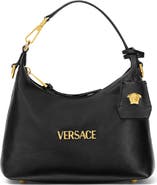 Versace Small Logo Leather Hobo Bag
