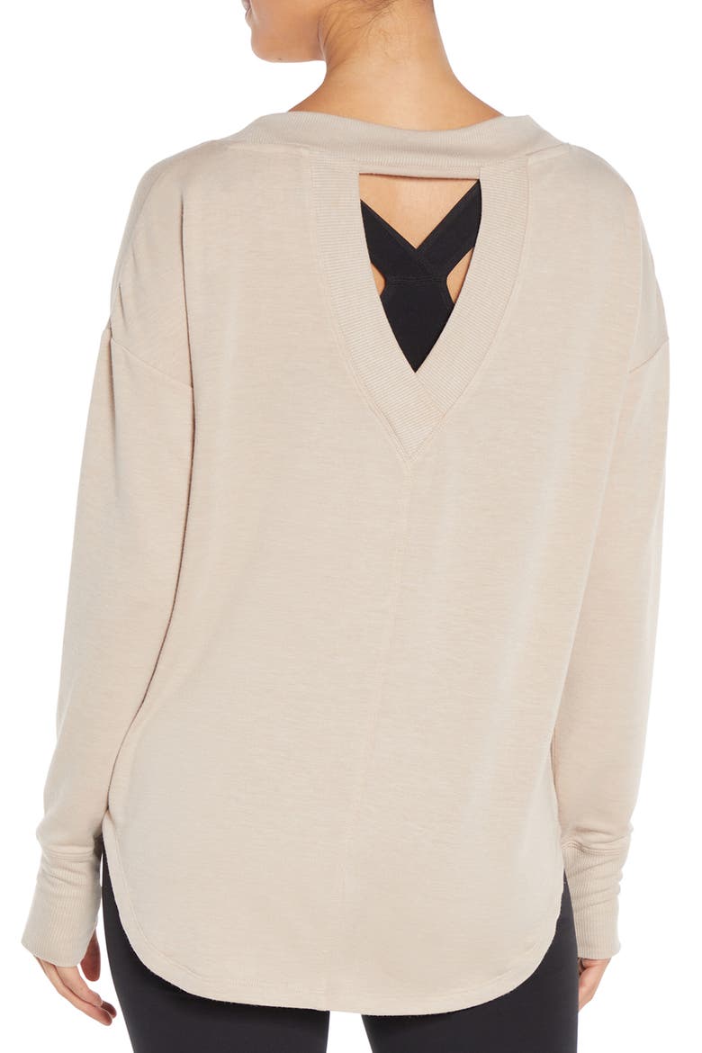 Myla Keyhole French Terry Pullover, Alternate, color, EGRET