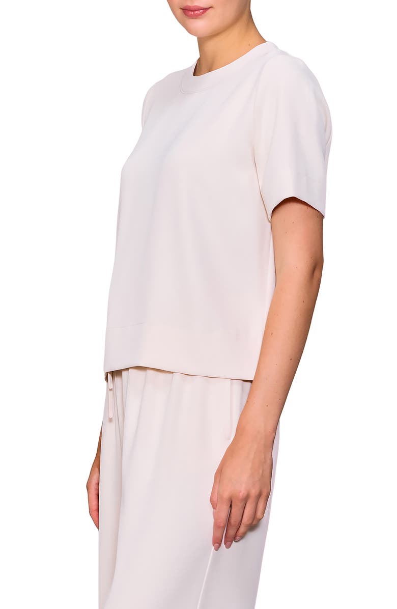 MELLODAY Boxy Stretch Crepe T-Shirt, Alternate, color, Bone