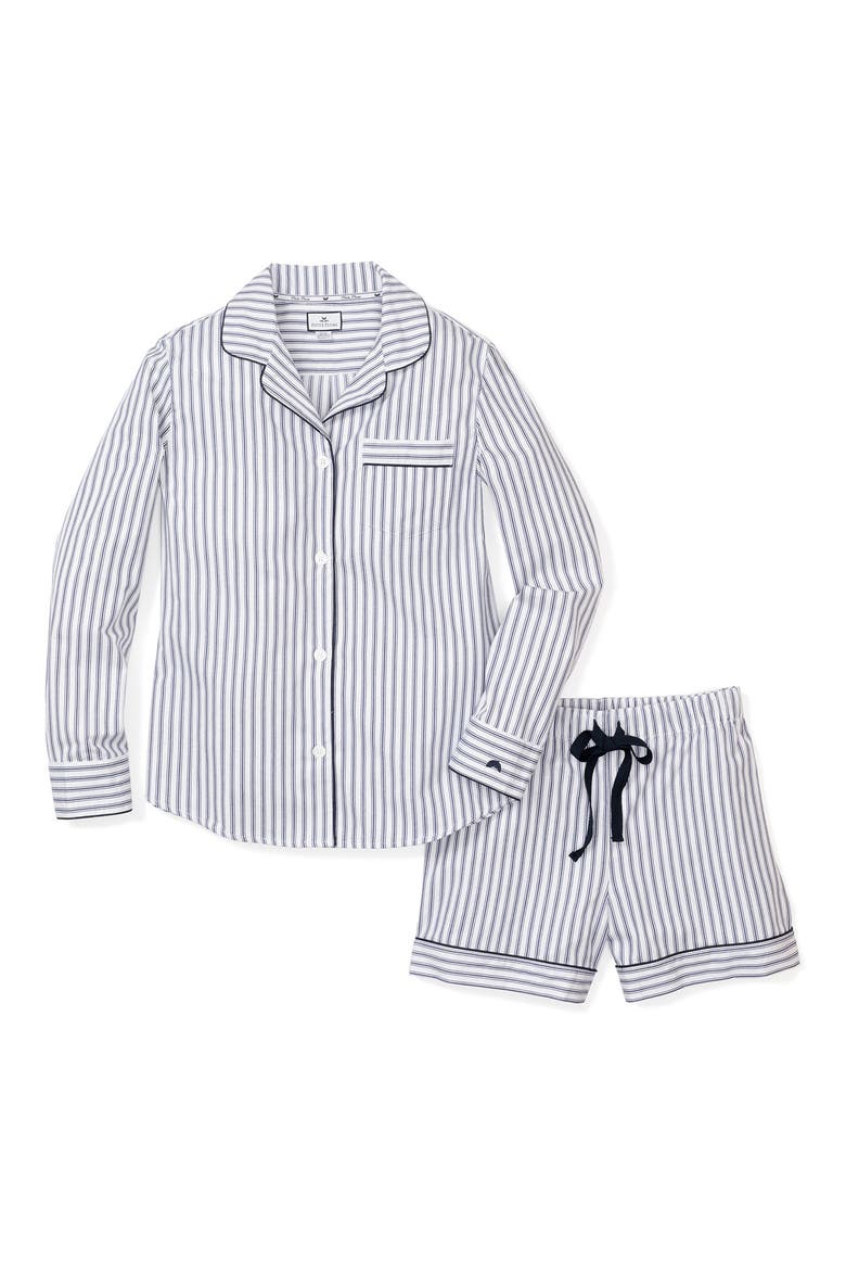 Navy French Ticking Stripe Short Pajamas, Alternate, color, NAVY