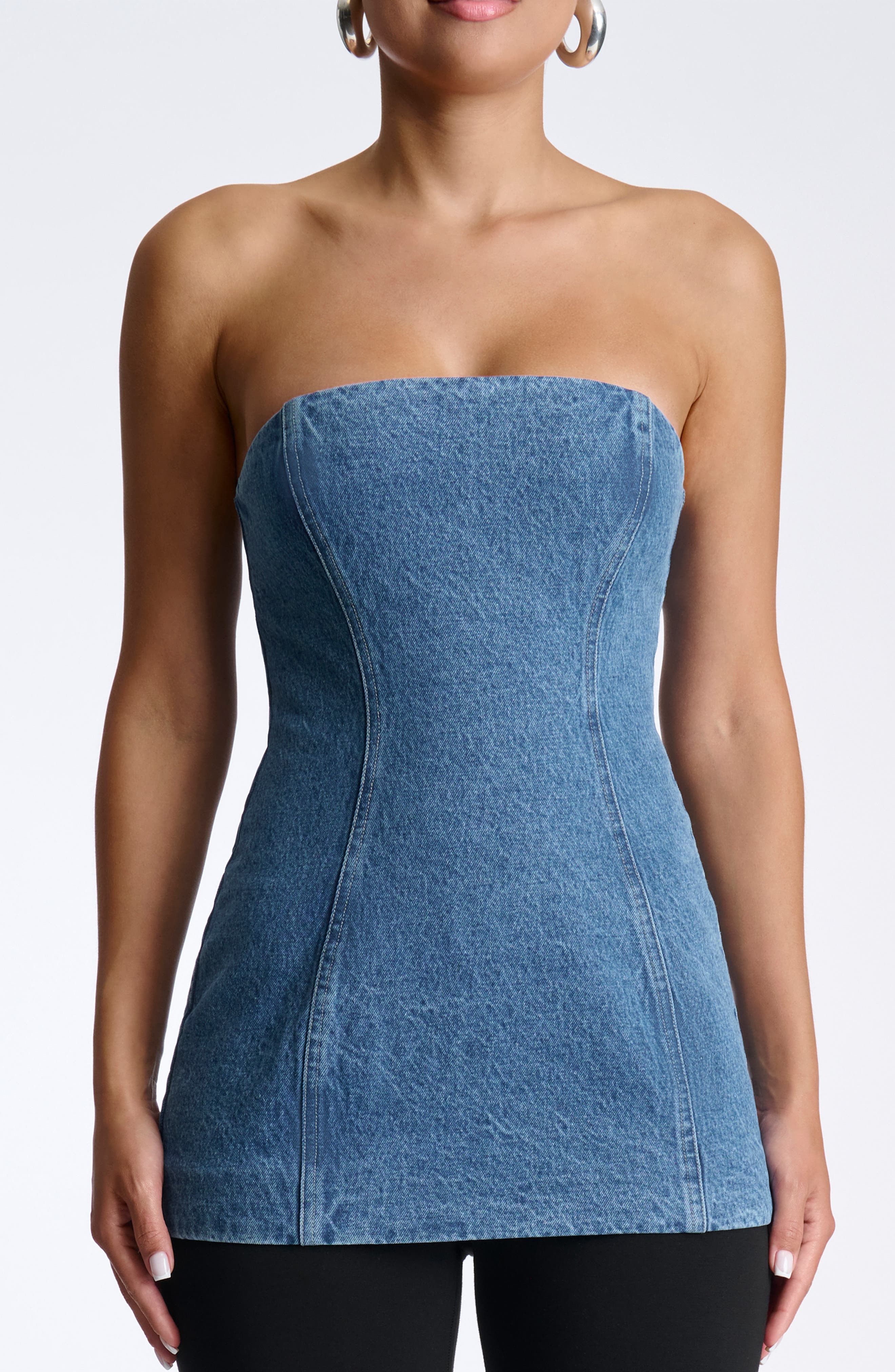 Naked Wardrobe Denim Tunic Tube Top