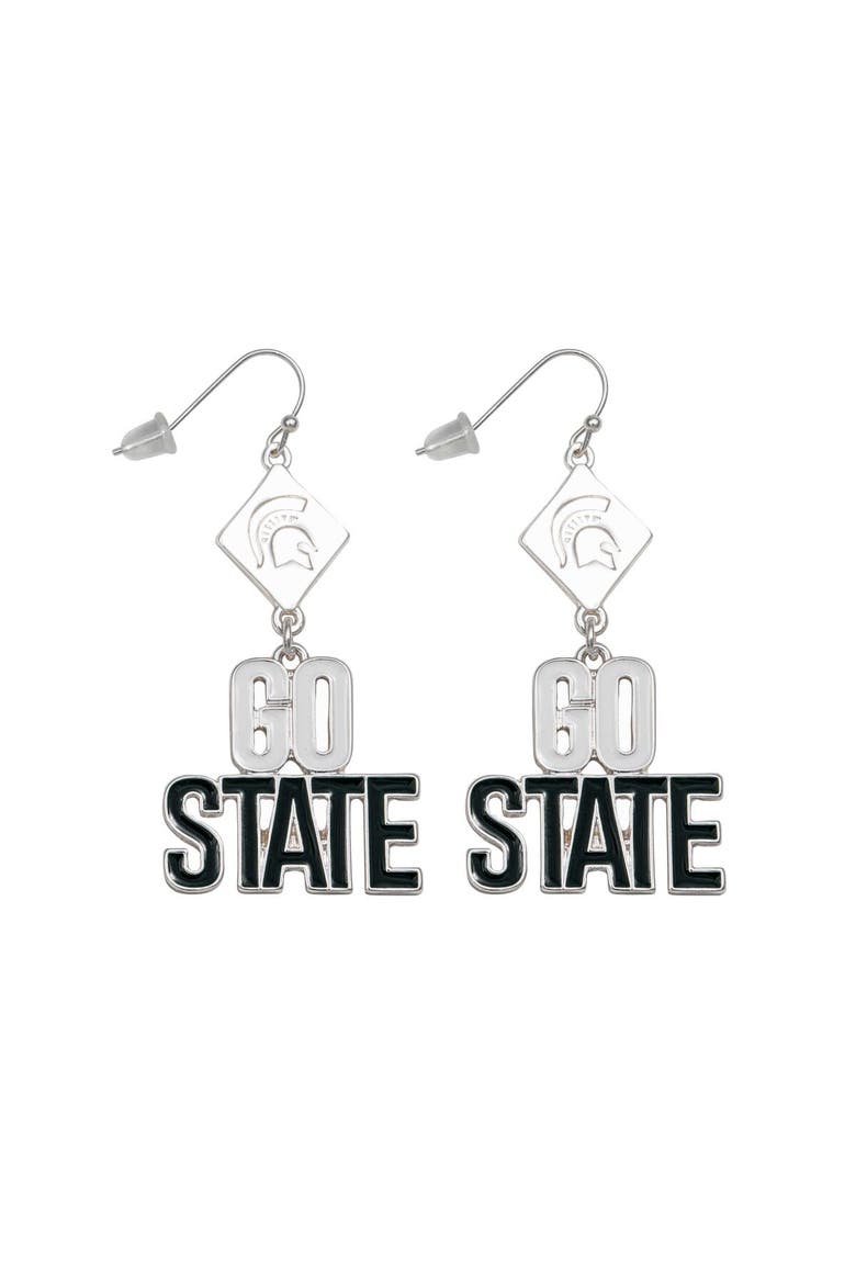 Michigan State Spartans Della Earrings, Main, color, Silver